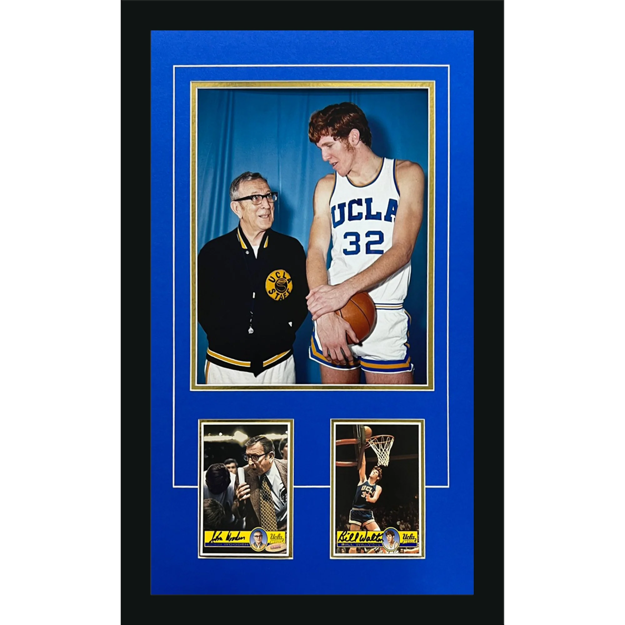 John Wooden And Bill Walton Autographed UCLA Bruins Deluxe Framed 11x14 Photo Postcard Piece