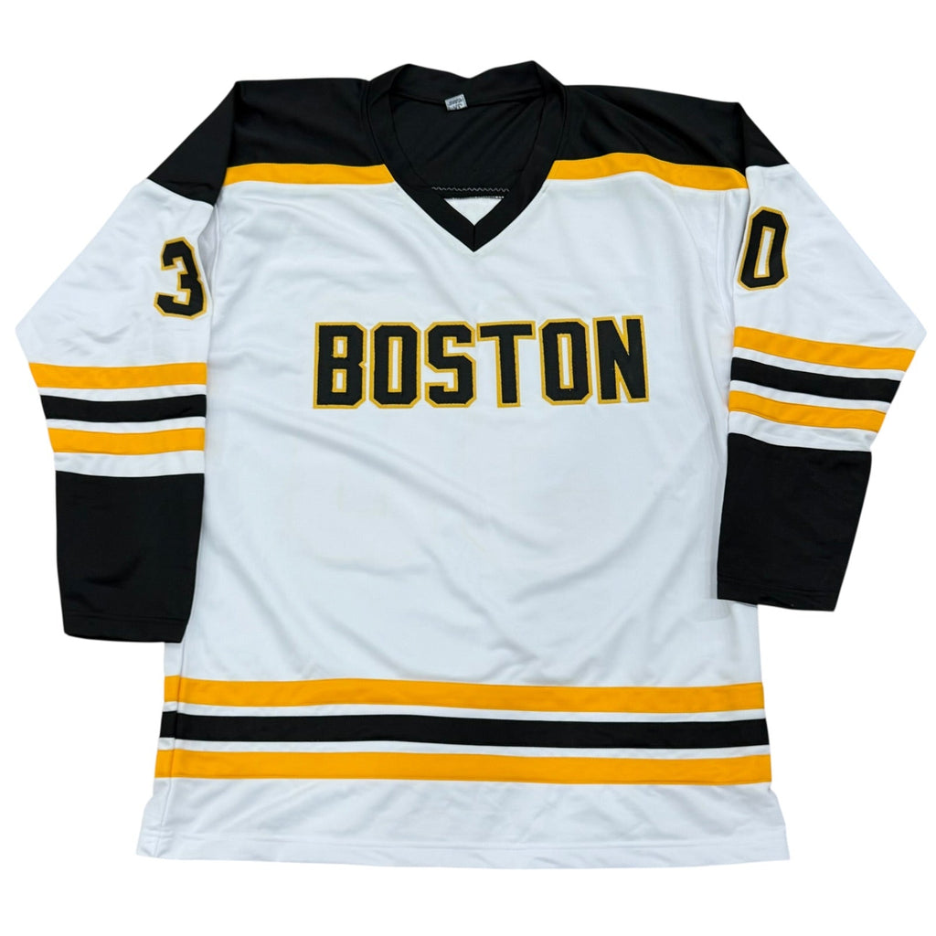Gerry Cheevers Autographed Boston Bruins (White #30) Custom Jersey w/ "HOF 85" - JSA