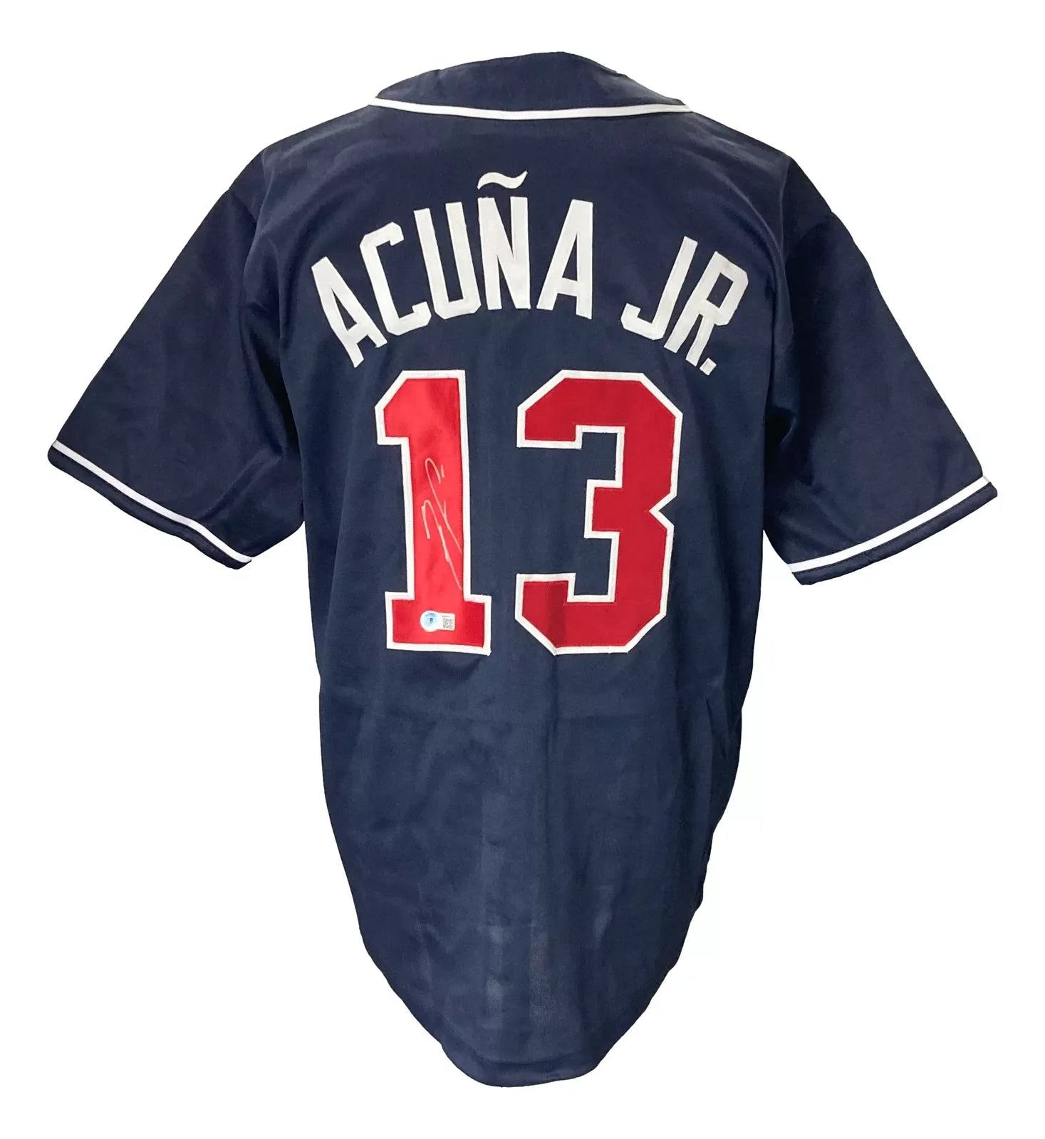 Ronald Acuna Jr. Autographed Atlanta Braves (Navy Blue #13) Custom Jersey - Beckett