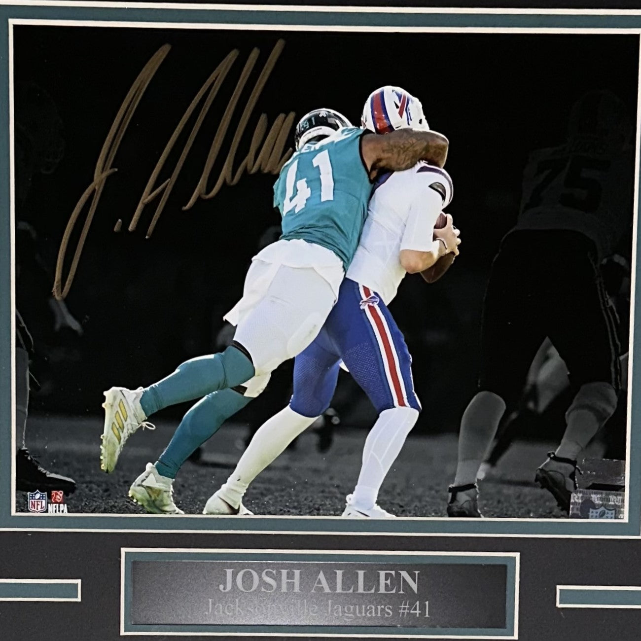 Josh Hines-Allen Autographed Jacksonville Jaguars (Spotlight Sack) Deluxe Framed 8x10 Photo