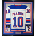 Framed Autographed/Signed Artemi Panarin 35x39 New York White Hockey Jersey JSA COA