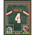 Framed Autographed/Signed Rueben Bain Jr. 35x39 Miami Green College Football Jersey Beckett BAS COA