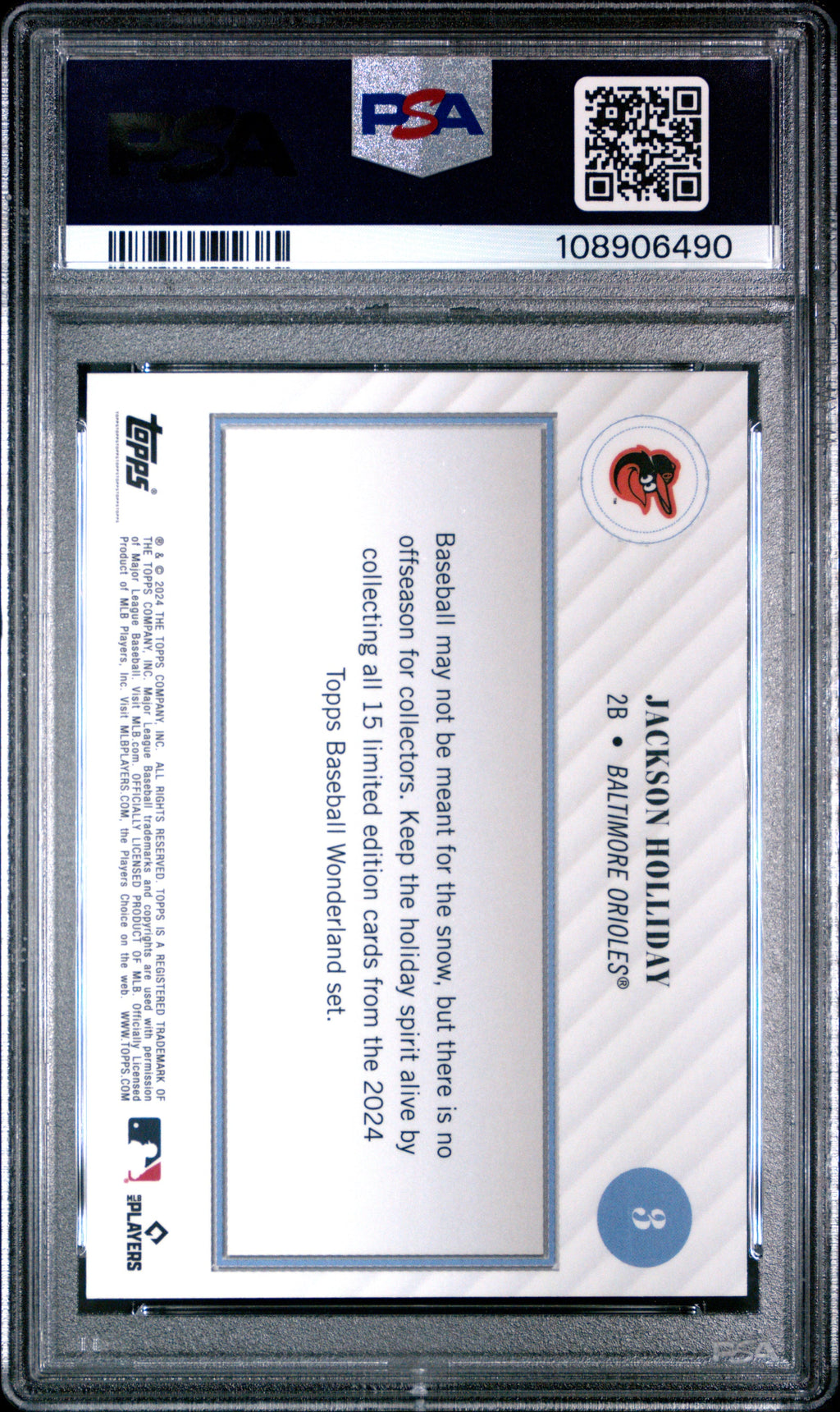 Graded 2024 Topps Wonderland Jackson Holliday #3 Rookie RC Baseball Card PSA 8 Near Mint