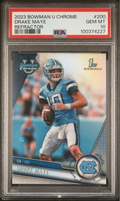Graded 2023 Topps Bowman U Chrome Drake Maye #200 Refractor Rookie RC Football Card PSA 10 Gem Mint