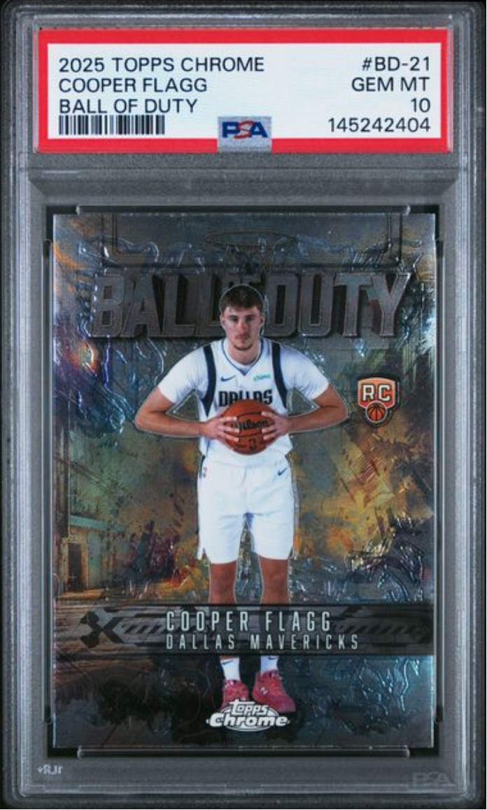 Graded 2025 Topps Chrome Cooper Flagg #BD21 Ball of Duty Rookie RC Basketball Card PSA 10 Gem Mint