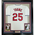 Framed Autographed/Signed Jim Thome 35x39 Cleveland White Baseball Jersey JSA COA