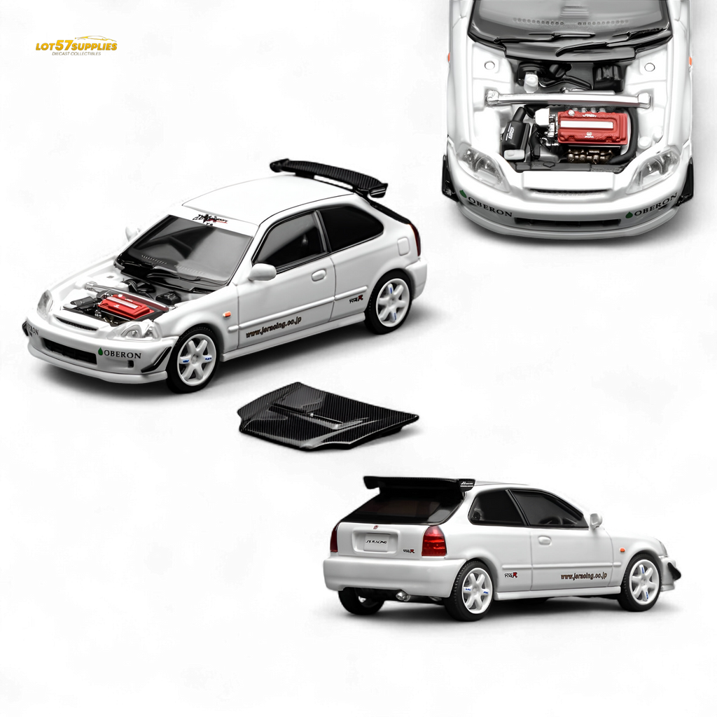 (Pre-Order) Motorhelix Honda Civic Type R EK9 J's Racing Livery White 1:64
