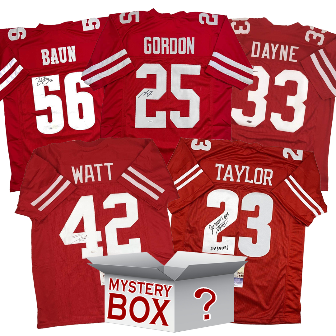 Autographed/Signed University of Wisconsin College Football Jersey Mystery Box with PSA JSA or Beckett COA