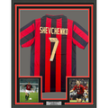 Framed Autographed/Signed Andriy Shevchenko 35x39 AC Milan Red/Black Soccer Futbol Jersey Beckett BAS COA