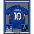 Framed Autographed/Signed Cole Palmer 35x39 Chelsea FC Blue Soccer Futbol Jersey Beckett BAS COA