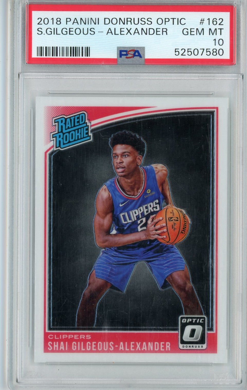 Graded 2018 Panini Donruss Optic Shai Gilgeous-Alexander #162 Rookie RC Basketball Card PSA 10 Gem Mint