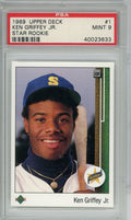 Graded 1989 Upper Deck Ken Griffey Jr #1 Star Rookie Rookie RC Baseball Card PSA 9 Mint