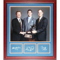 Steve Spurrier, Danny Wuerffel And Tim Tebow Autographed Florida Gators Heisman Deluxe Framed 16x20 Photo with Blue Cut Signatures