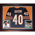 Gale Sayers Autographed Chicago Bears (Blue #40) Deluxe Framed Jersey - PSA