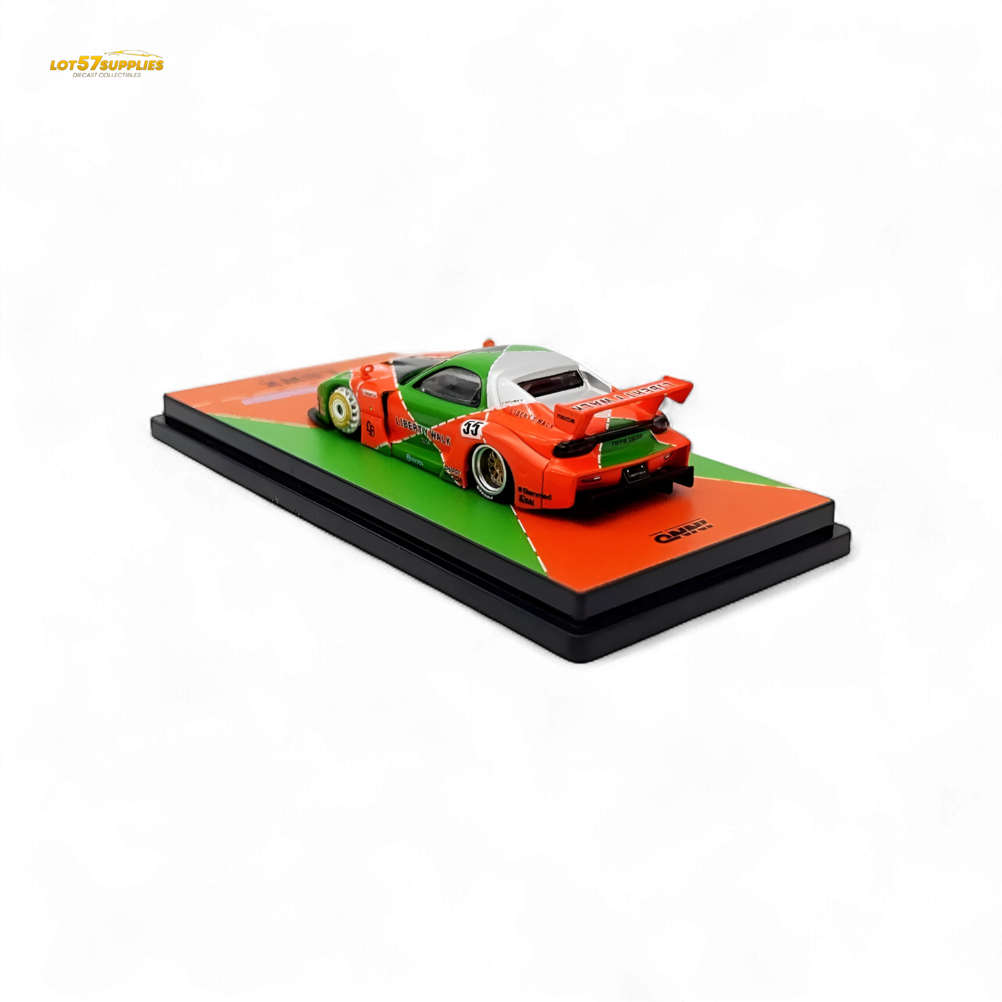 Inno64 Mazda RX-7 LBWK Orange/Green 1:64