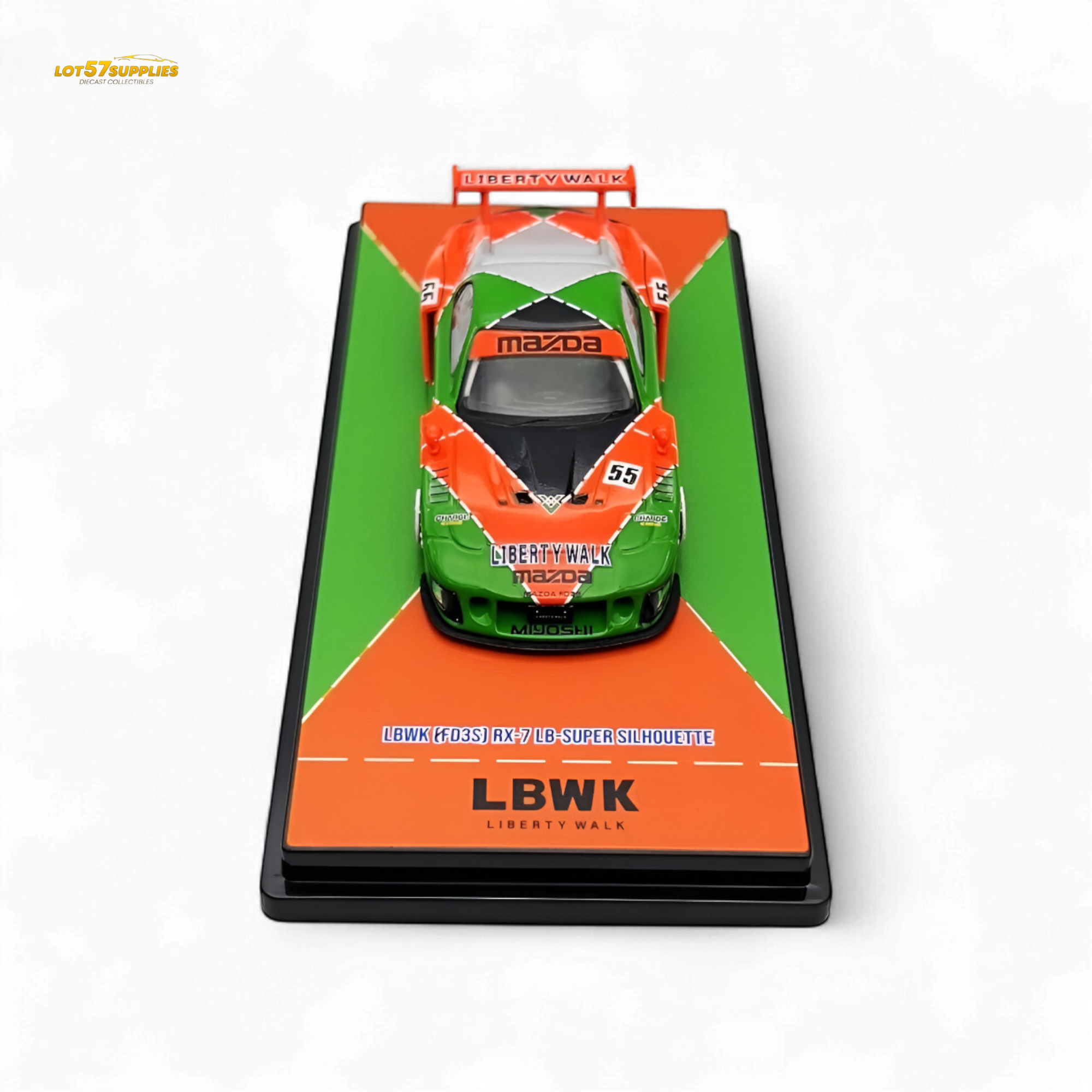 Inno64 Mazda RX-7 LBWK Orange/Green 1:64