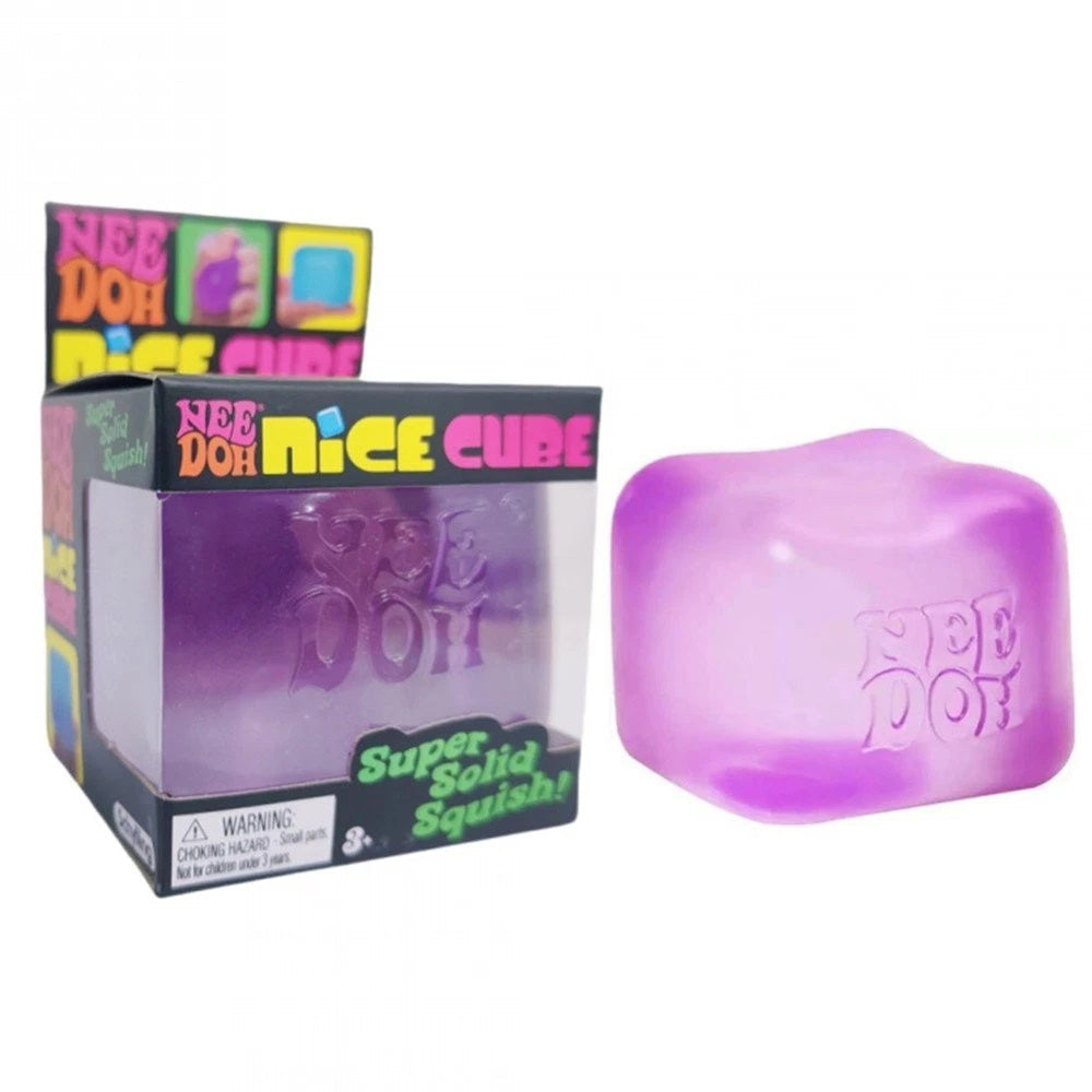 IN STOCK NOW: Schylling Nee-Doh Nice Cube Super Solid Squish: Purple Cube