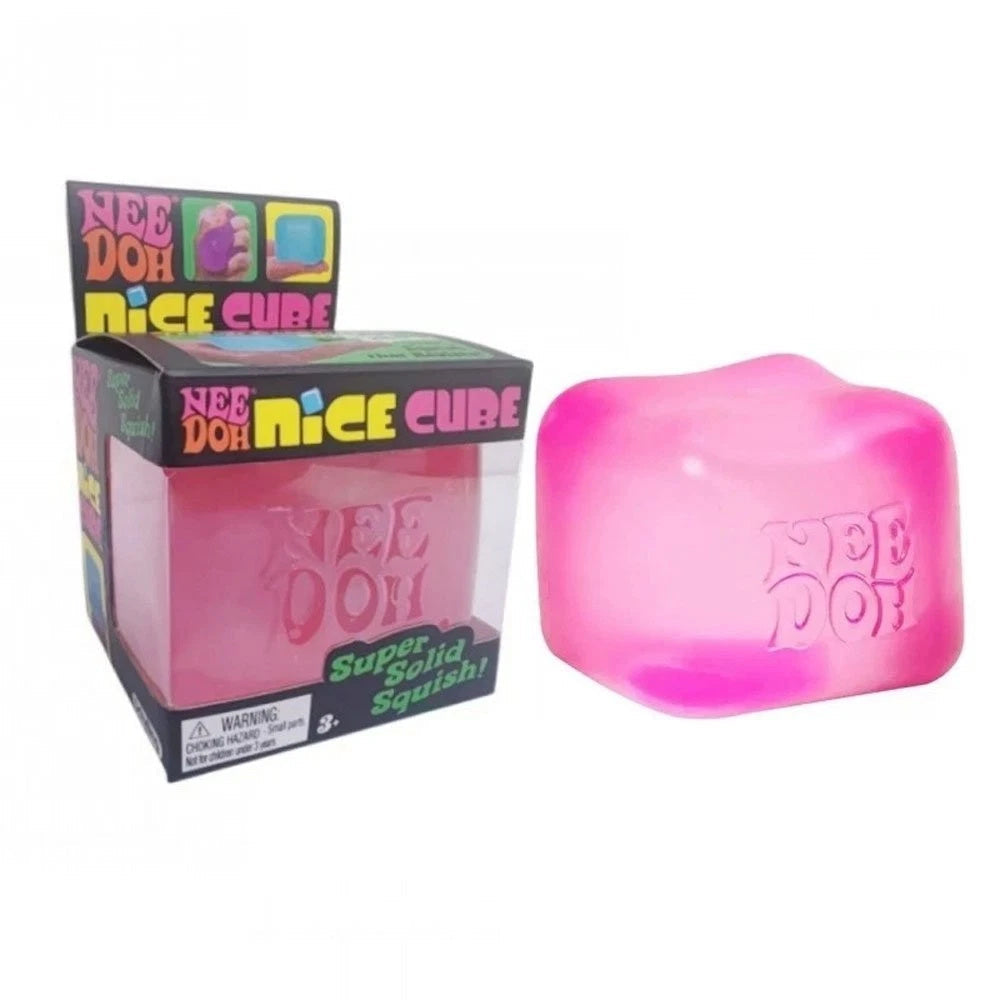 IN STOCK NOW: Schylling Nee-Doh Nice Cube Super Solid Squish: Pink Cube