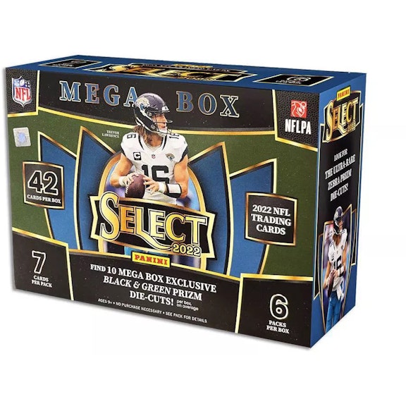 2022 Panini Select Football 42-Card Mega Box - Black & Green Prizm Die-Cuts